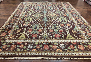 Indo Persian Rug 9x12, Indian Bidjar Room Sized Carpet Handmade Wool Area Rug Traditional Allover Dark Brown Tan Cream/Ivory Oriental Carpet - Jewel Rugs