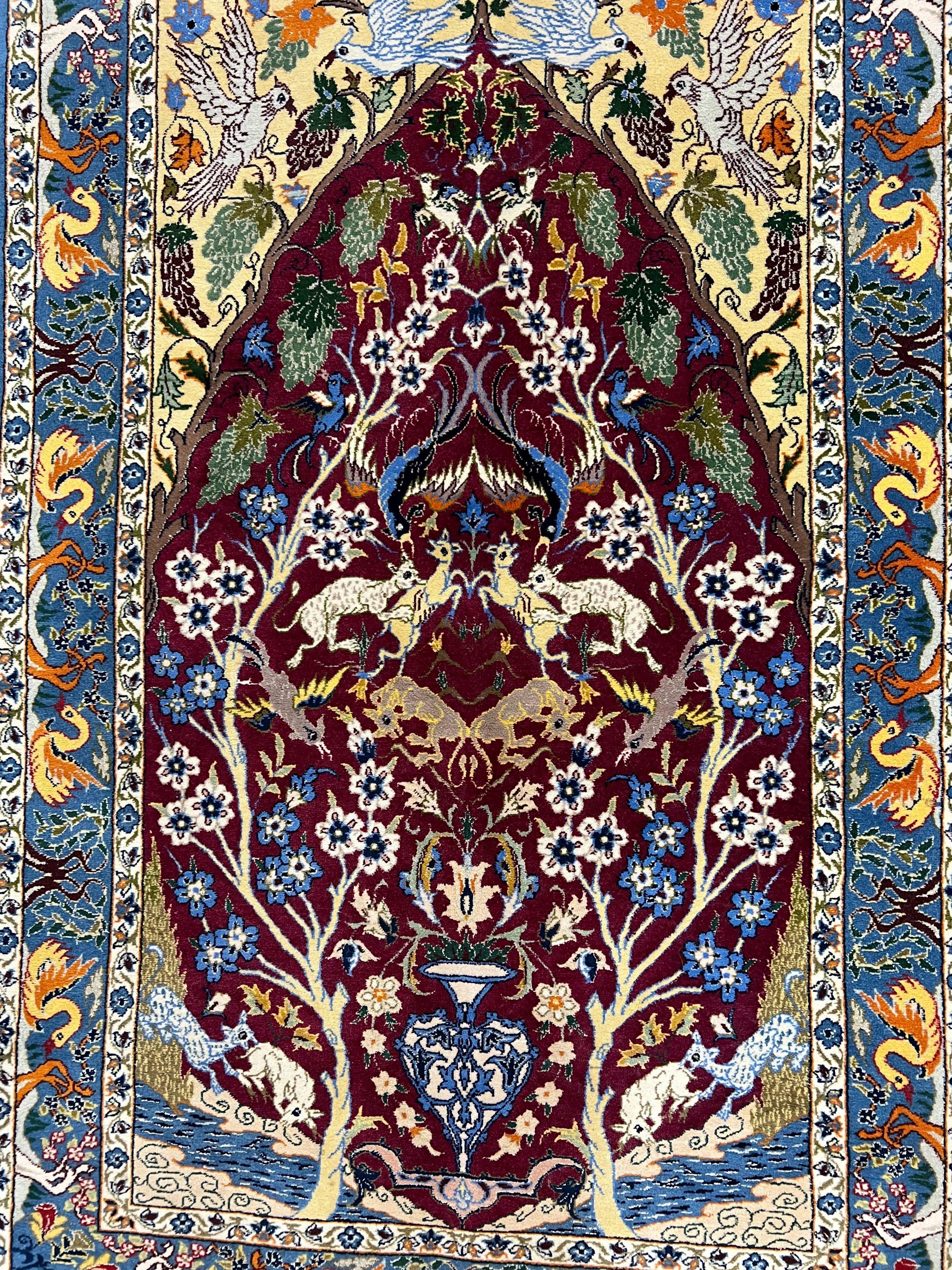 Small Persian Isfahan Tree of Life Rug 2x3 - Kork Wool, Silk - Jewel Rugs