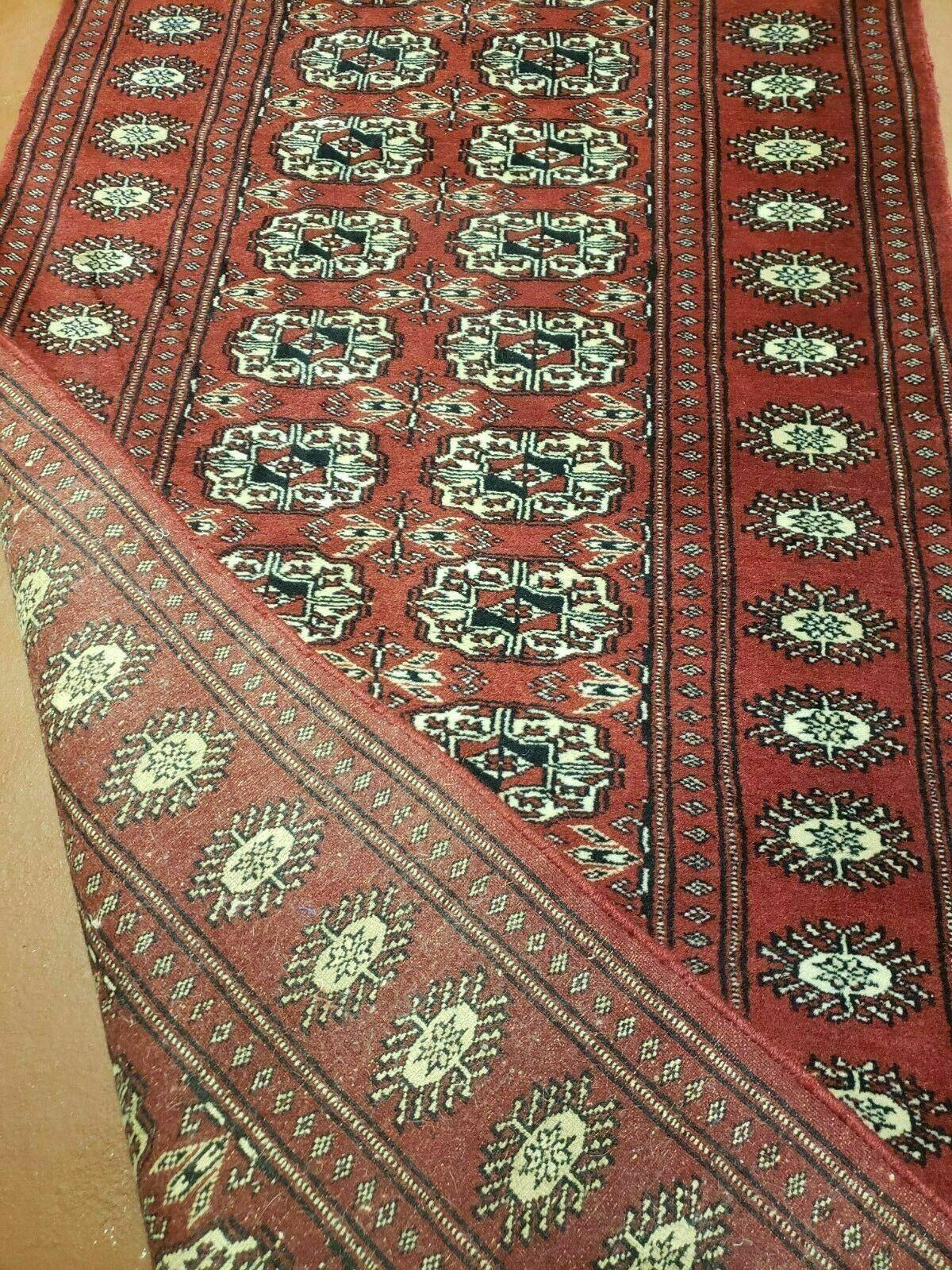 2' 8" X 6' Vintage Handmade Bokhara Turkoman Pakistani Wool Short Runner Rug - Jewel Rugs