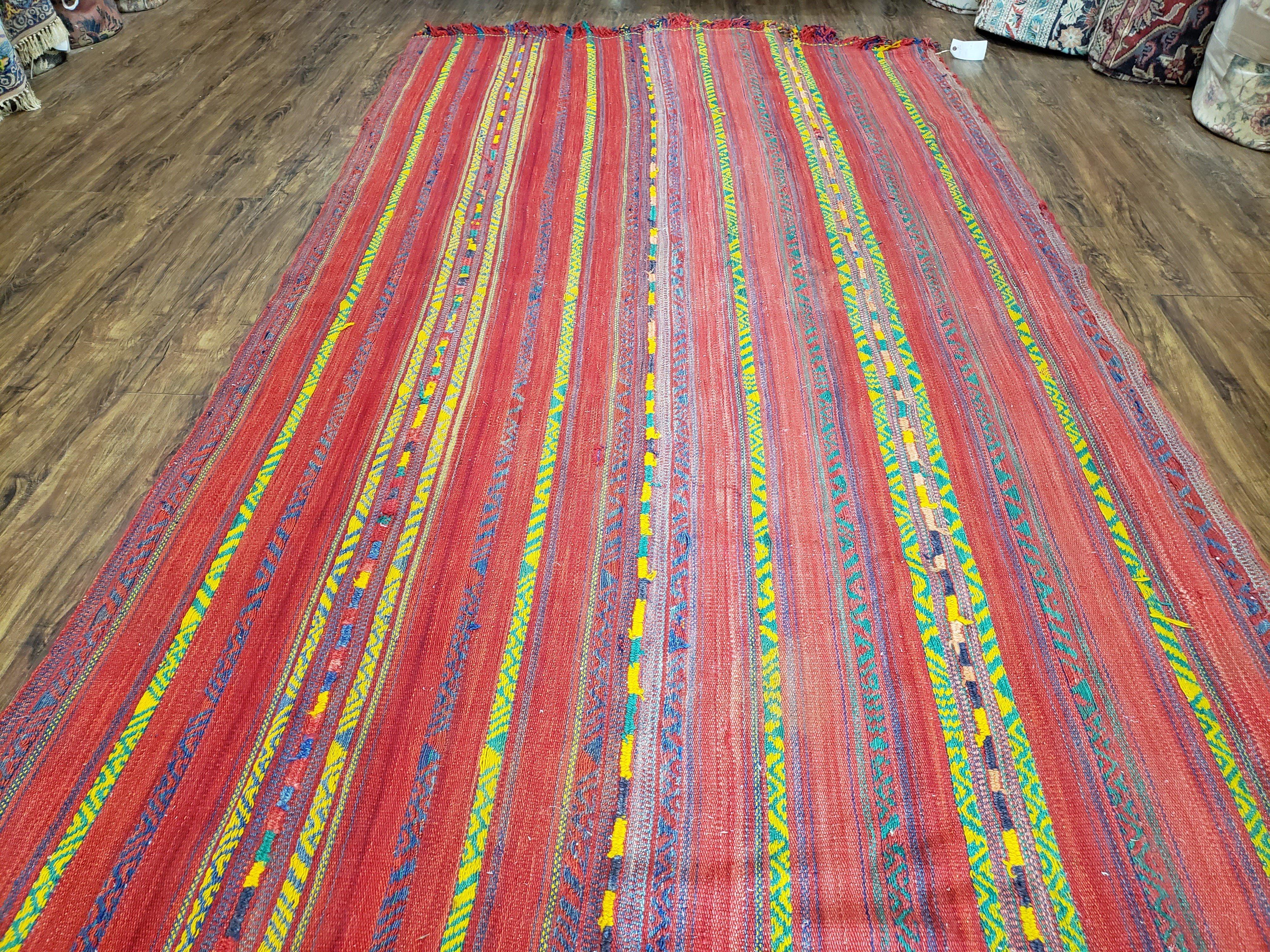 Vintage Turkish Jajim Kilim Flat Weave Rug with Colorful Stripes, Anatolian Kilim Rug, Jijim Cicim Carpet, 5x11 Boho Rug Multicolor, Unique - Jewel Rugs