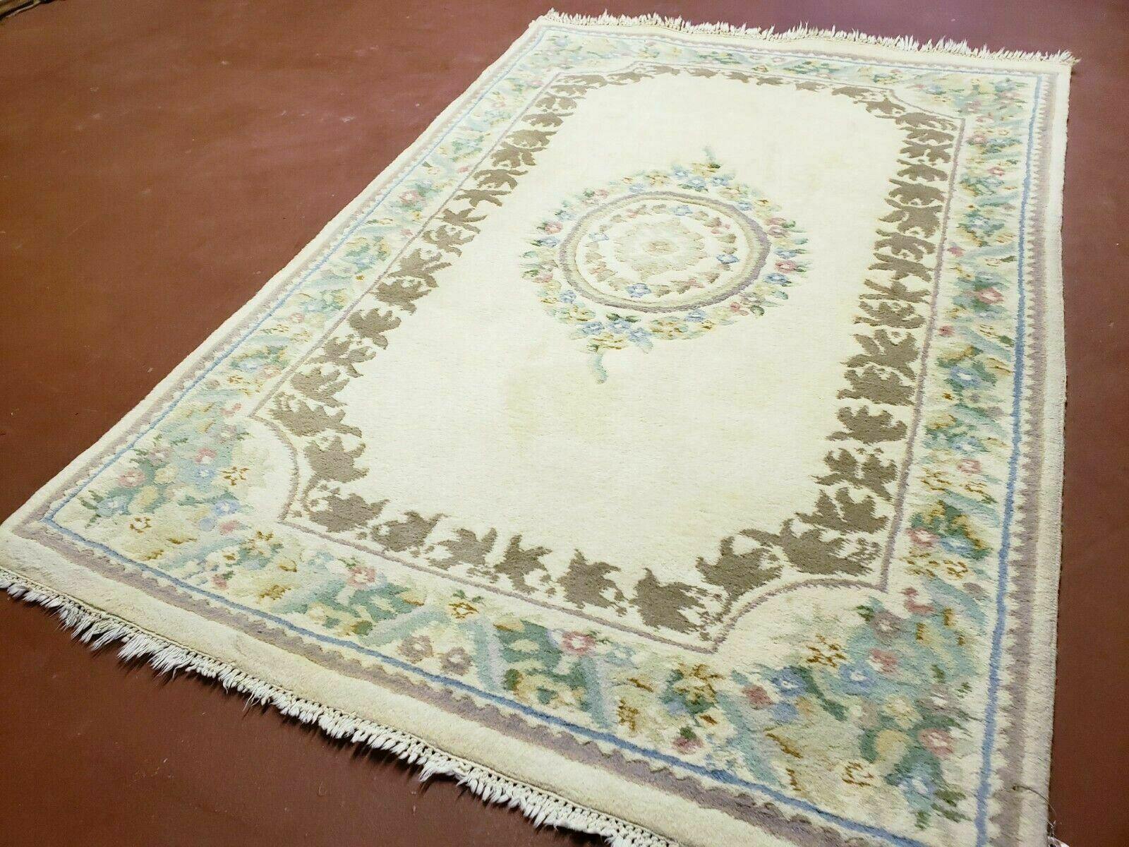 4' X 6' Vintage Handmade Indian Chinese Design Wool Rug Nice - Jewel Rugs