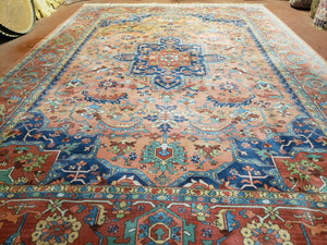 9x12 Karastan Rug Medallion Serapi Pattern 736 Wool Karastan Carpet 8.8 x 12 Authentic Karastan with Label Red - Jewel Rugs