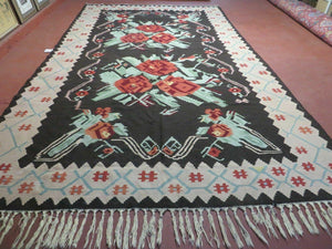8' X 13' Vintage Karabagh Kilim Handmade Flat Weave Wool Rug Veg Dyes Nice - Jewel Rugs