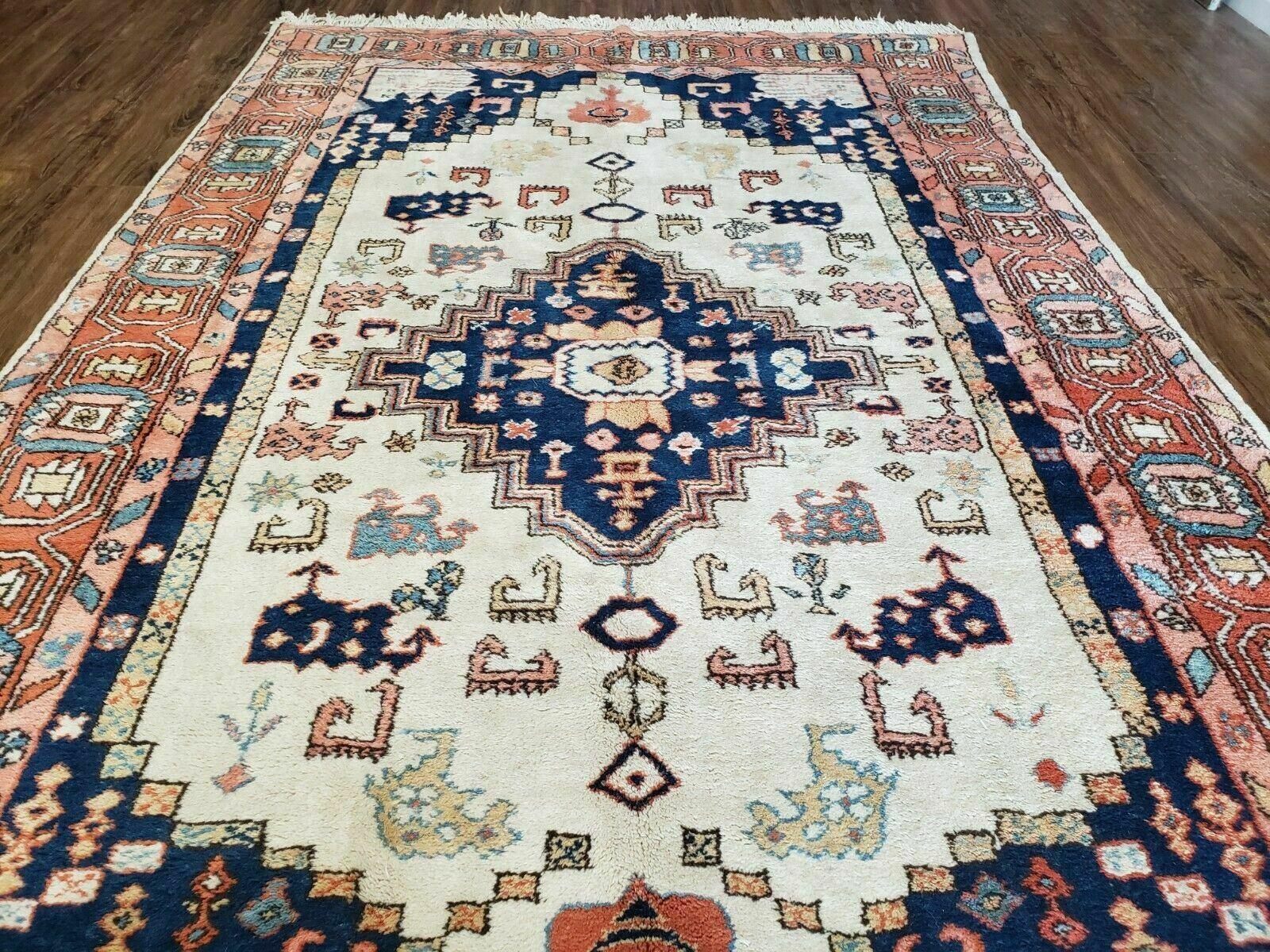 6' X 9' Vintage Handmade India Geometric Oriental Rug Wool Hand Knotted Carpet - Jewel Rugs