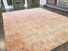 Indian Safavieh Rug 9x12, Modern Contemporary Tibetan Style Carpet, Room Sized, Tan, Leaf Pattern, Martha Stewart Collection, Wool Area Rug - Jewel Rugs