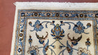 Vintage Persian Kashan Runner, 3 x 8 ft, Ivory & Light Blue, Birds, Wool, Hand-Knotted - Jewel Rugs