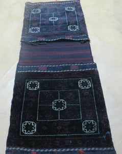 23" X 59" Antique Handmade Turkoman Balouchi Tribal Wool Rug Double Saddle Bags Tobre - Jewel Rugs