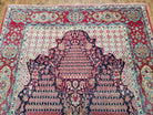 Semi Antique Persian Tehran Rug, Floral Design, Midnight Blue and Red, Hand-Knotted, Wool, 5' x 7' 9" - Jewel Rugs