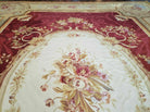 12' X 15' Hand Made French Aubusson Weave Rug Wool Savonnerie Design Red Wow - Jewel Rugs