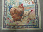 3' X 3' Vintage Tapestry American Machine Made Roosters - Jewel Rugs