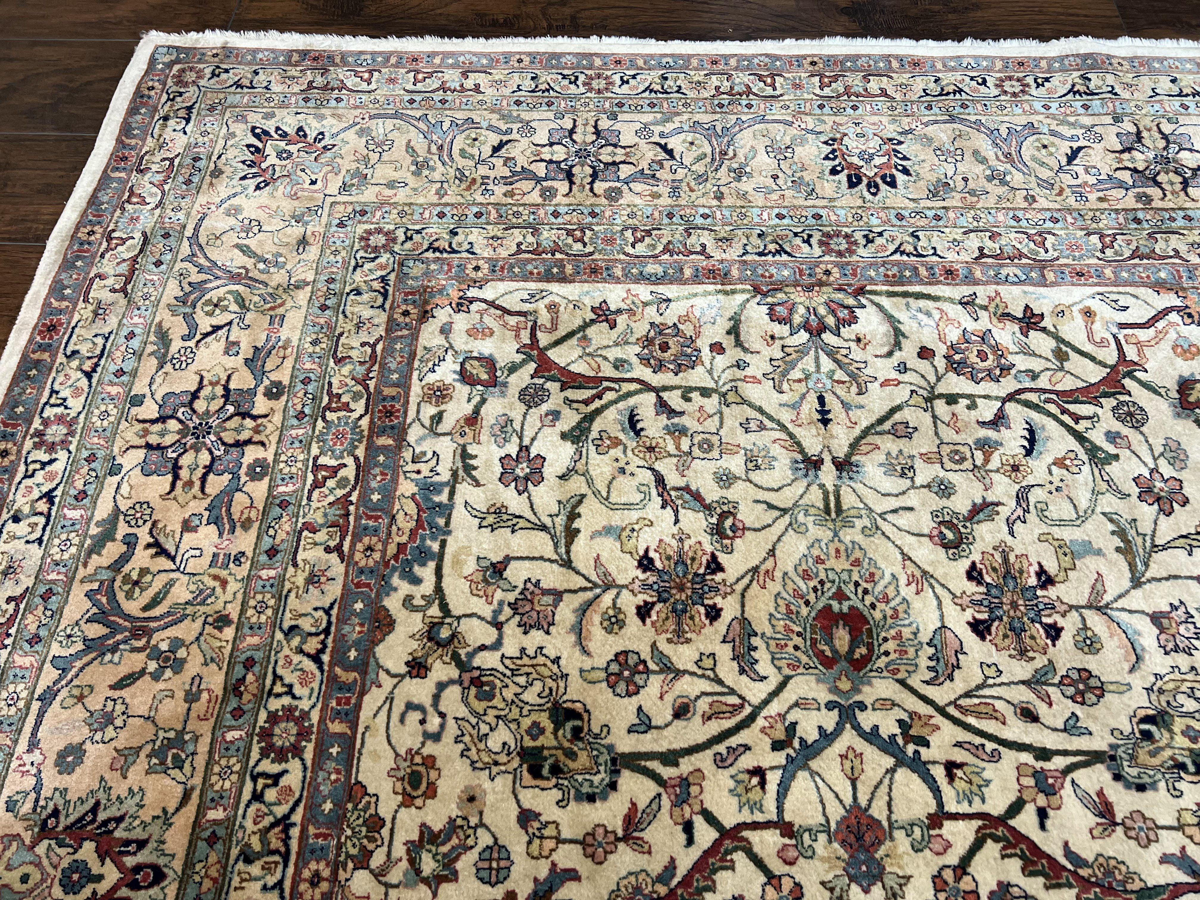 Pak Persian Rug 9x12 Oriental Carpet, Neutral Colors, Fine Hand Knotted Wool Rug 9 x 12 Vintage Rug, Allover Floral Pattern, Pakistani Rug - Jewel Rugs