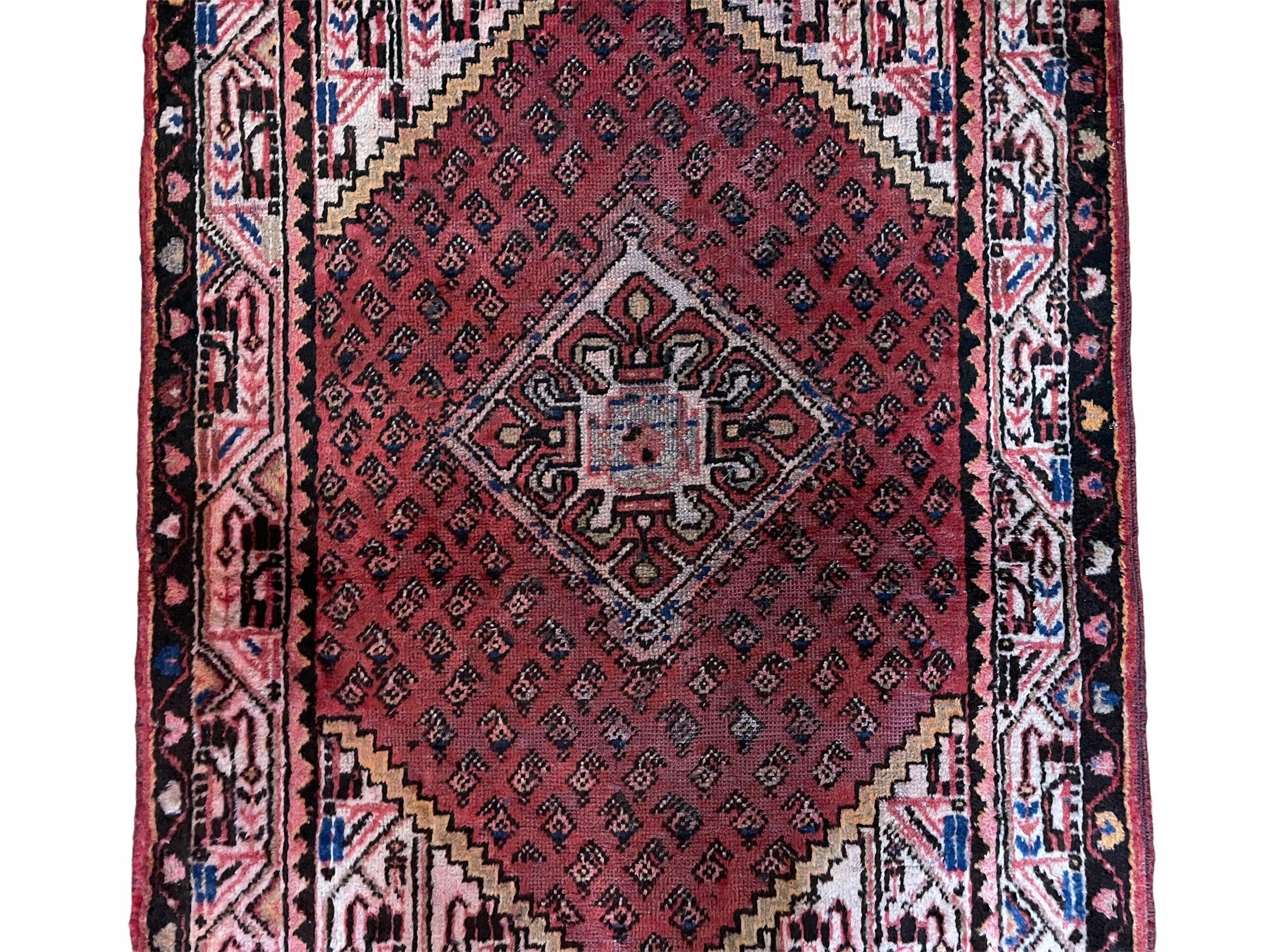 4x6 Antique Rug Handmade Wool Rug Organic Dyes Red Ivory Red Tribal Rug Boho Rug - Jewel Rugs