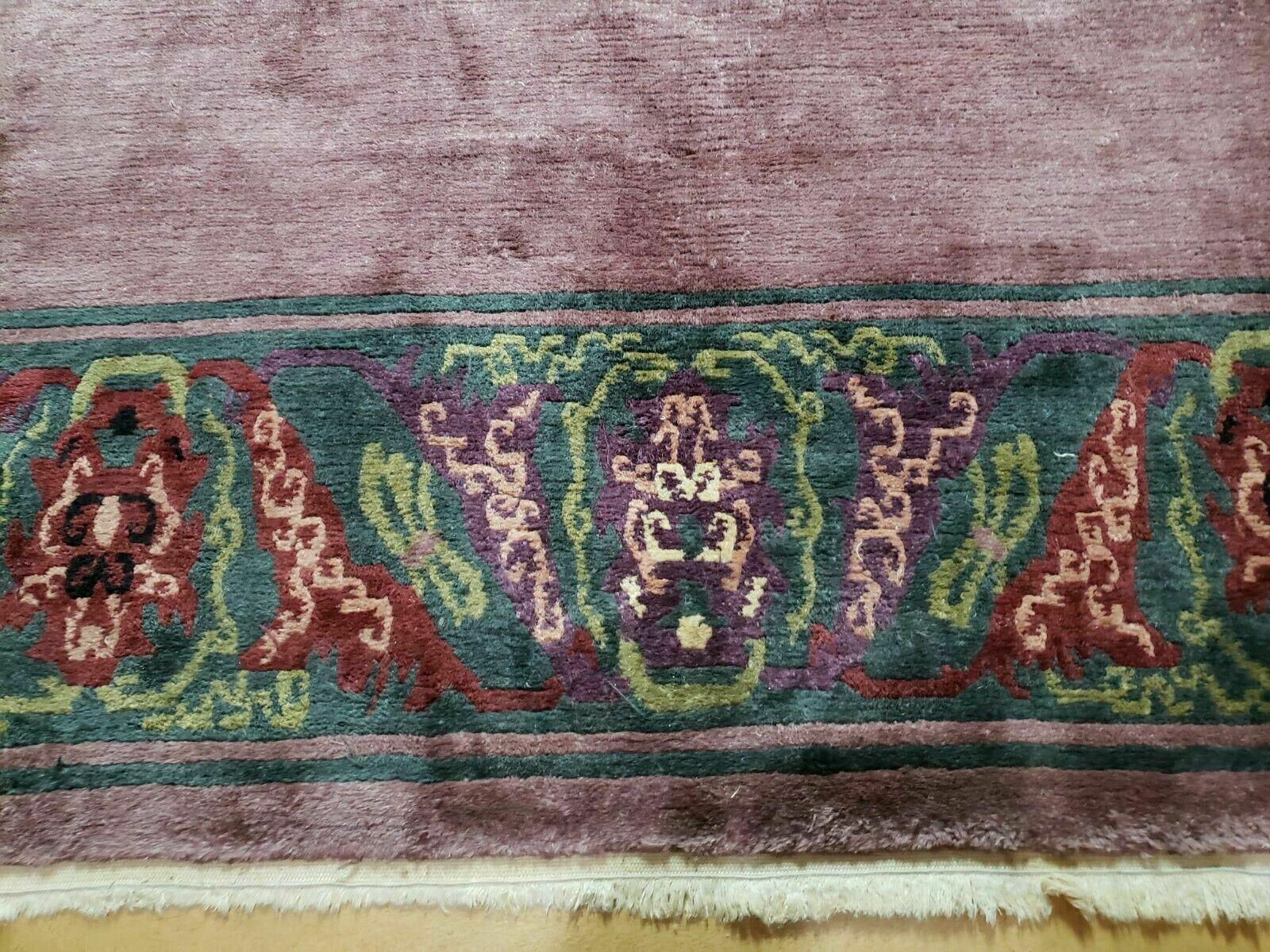 9' X 11' Tufenkian Handmade Tibetan Nepal Wool Rug Magenta Open Field Decorative Soft Rug Wow - Jewel Rugs