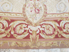 Aubusson Rug 6x9, Elegant Flatweave Rug, Aubusson Savonnerie 6 x 9 Flatweave Area Rug, Cream and Red, Wool Hand Woven Carpet, Medium Size - Jewel Rugs