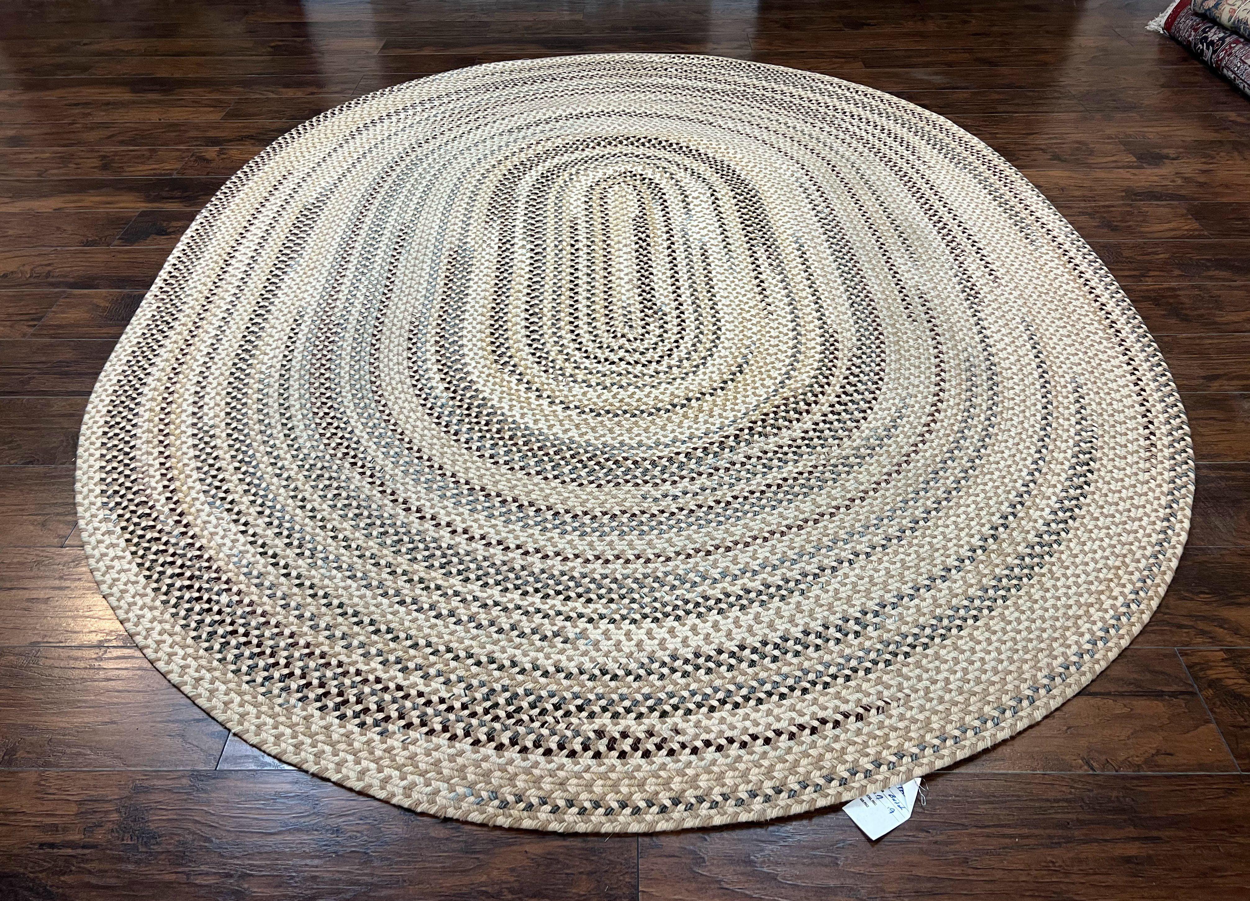 Large Oval Braided Rug 7x9, Multicolor, Vintage Braided Rug, American Rug, Large Oval Carpet, Contemporary Rug, American Braided Rug 7 x 9 - Jewel Rugs