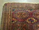 5' 5" X 7' Antique Handmade Tekkeh Turkoman Engsi Hatchli Wool Rug Red - Jewel Rugs