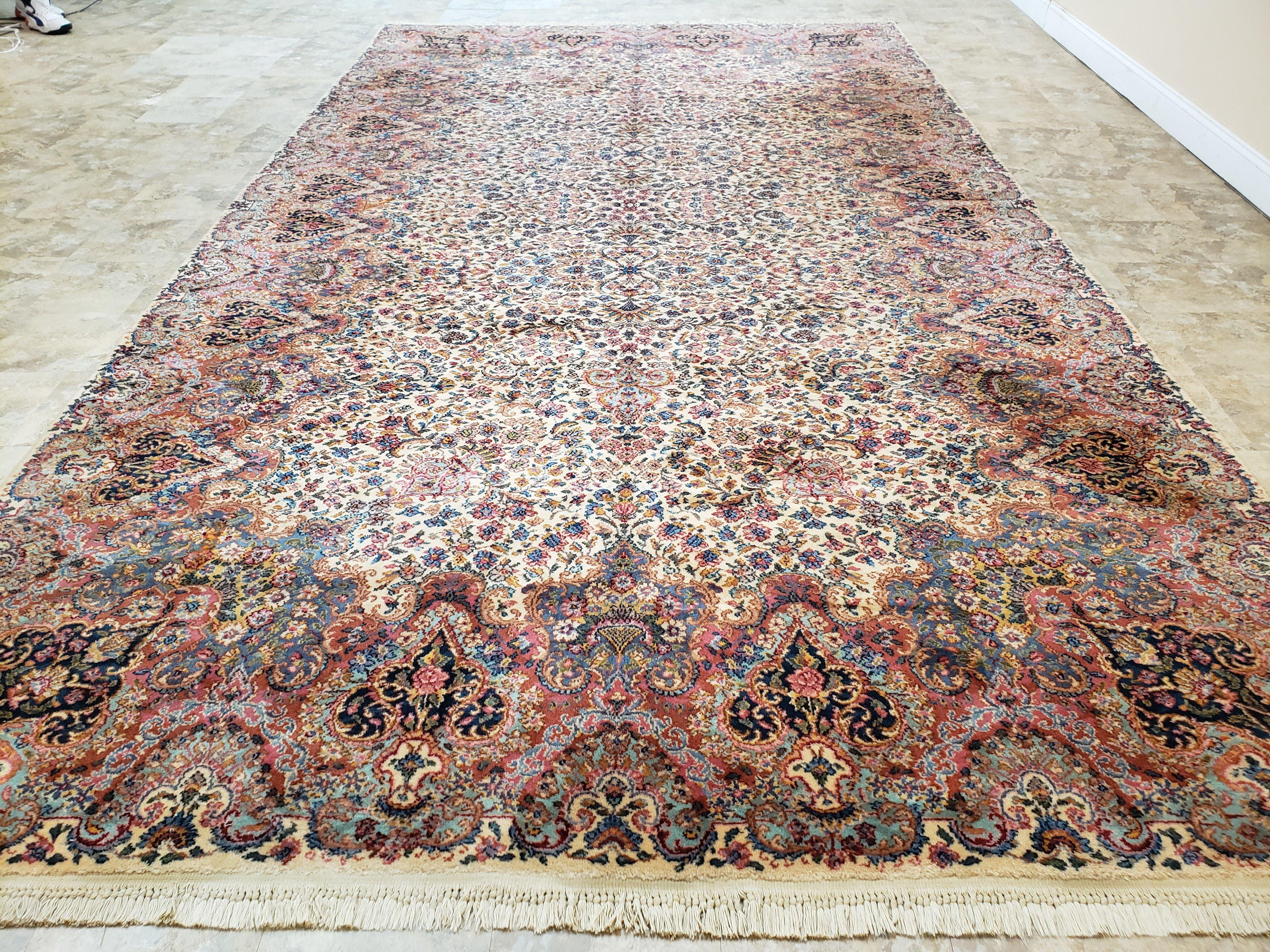 Karastan Kirman Rug, Karastan Floral Kirman #742, Wool Karastan Carpet, Vintage Karastan Area Rug, Original Karastan Rug, Large, 8'7" x 15' - Jewel Rugs