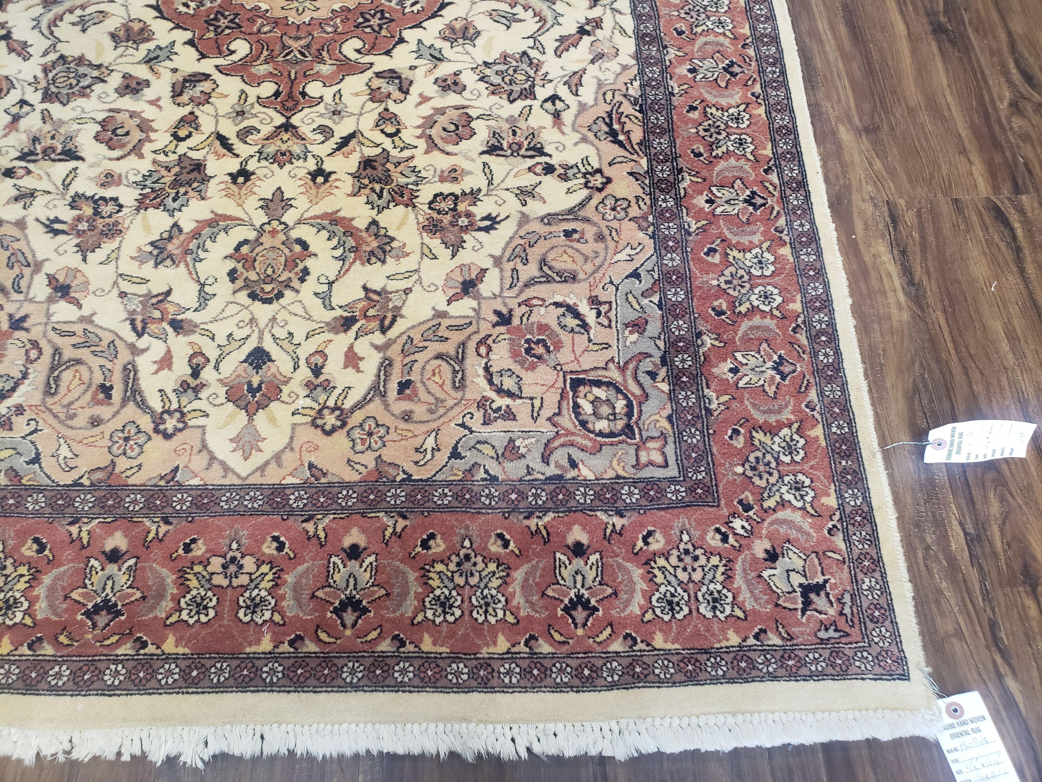 4x6 Handmade Top Quality Pakistani Floral Wool Rug Veg Dyes Carpet Beige Salmon - Jewel Rugs