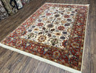 Karastan Rug 5.7 x 7.11 English Manor Stratford Pattern, Wool Karastan Carpet, Oriental Rug, Vintage Rug 6x8, Allover Pattern, Cream Red - Jewel Rugs