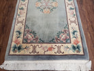 Small Chinese Carving 90 Line Rug 3x5, Gray/Silver and Cream, Classical Asian Design, Vintage Art Deco Rug, 1960s, Wool Soft Plush, Handmade - Jewel Rugs