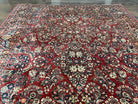 1920s Persian Sarouk Rug 9x12, Red Persian Carpet, High Quality Persian Rug, Allover Floral Pattern, Antique Oriental Rug, Wool Handmade Room Sized - Jewel Rugs