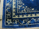 9' X 12' Antique Hand Made Art Deco Chinese Rug Peking Flowers Floral Blue Nice - Jewel Rugs