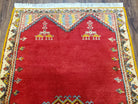 Vintage Moroccan Area Rug, Bright Red Hand-Knotted Wool Carpet, Medallion Area Rug, 4x6 Carpet, Office Room Rug, 3'4" x 6'4" - Jewel Rugs