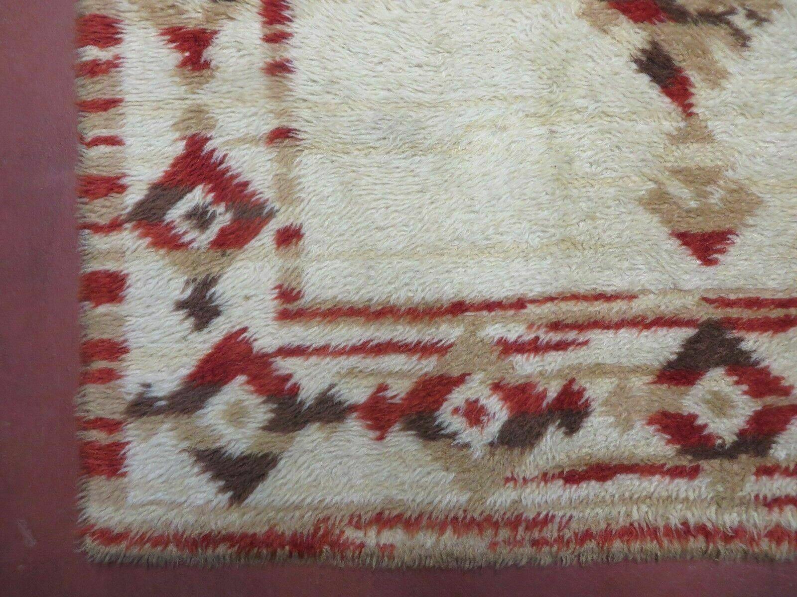 4' X 6' Vintage 1960 Rya Shag Rug Mid-Century Modern Navajo Pattern Nice - Jewel Rugs