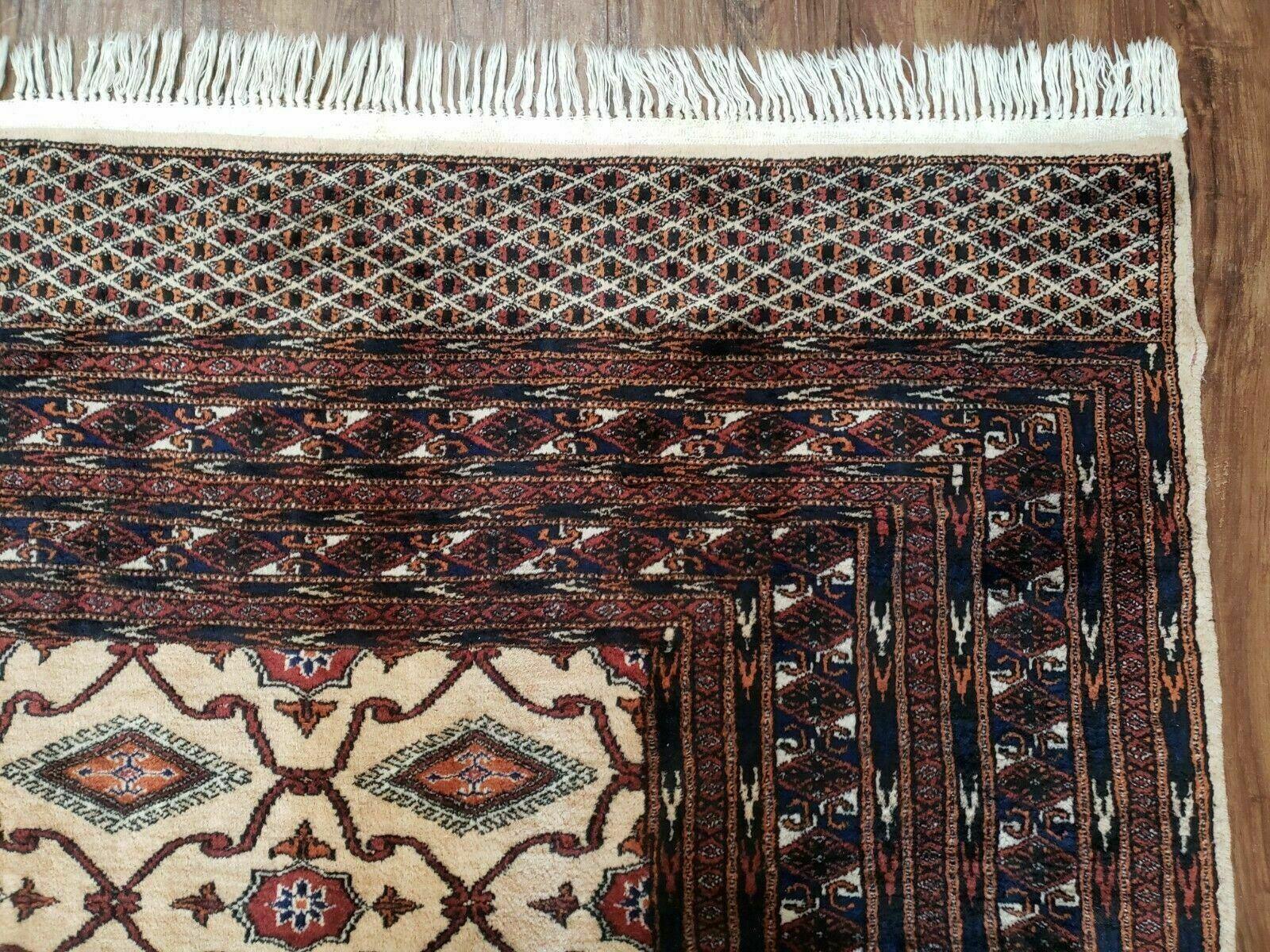 9' 5" X 12' Vintage Handmade Bokhara Turkoman Yamud Pakistan Wool Rug - Jewel Rugs