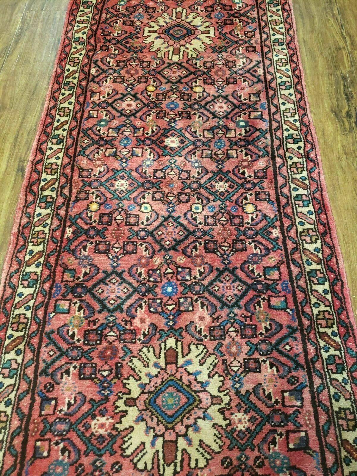 2' 8" X 14' Vintage Oriental India Floral Handmade Wool Runner Rug Red Nice - Jewel Rugs