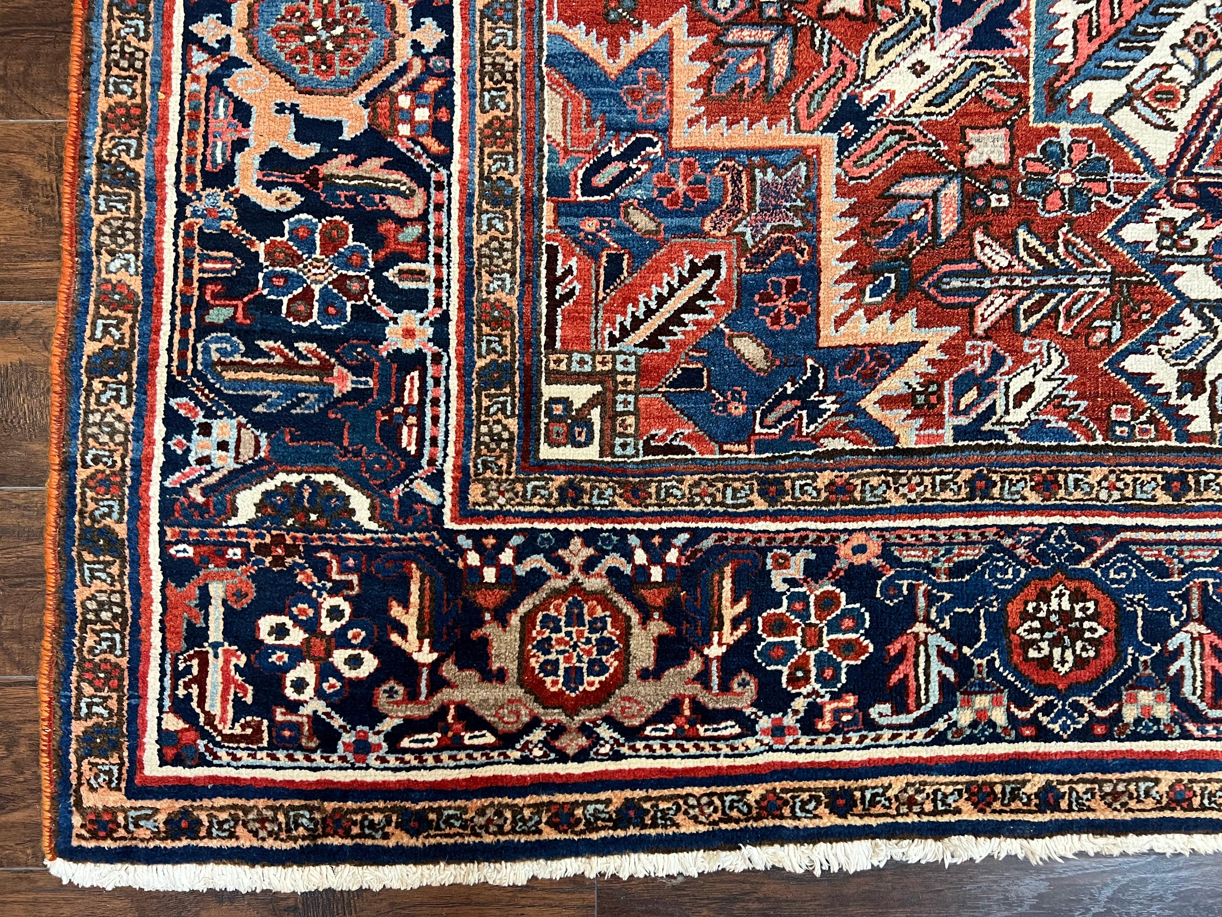 Antique Persian Heriz Rug – 11x16 Palace Size, Geometric Medallion, 1920s - Jewel Rugs