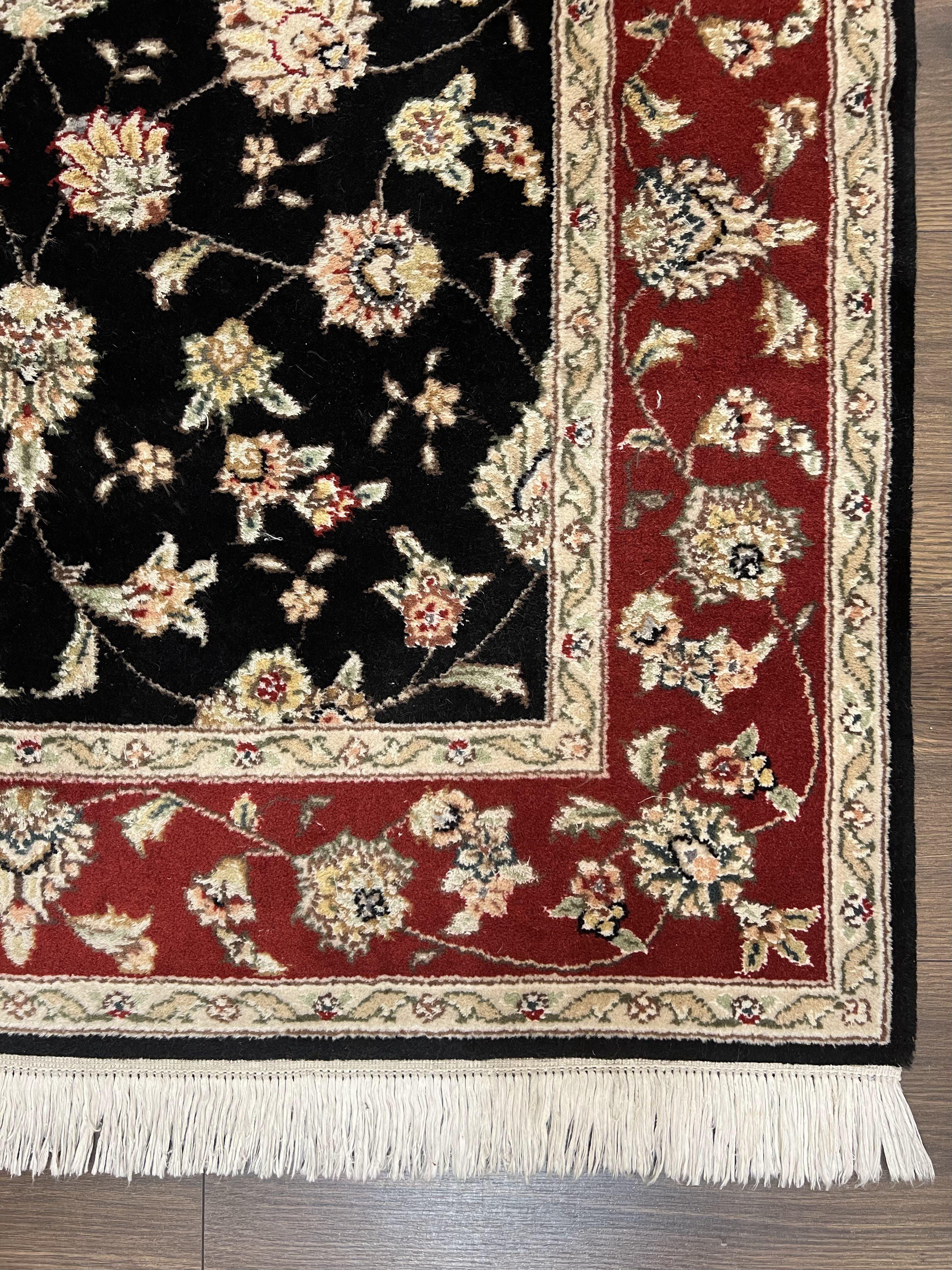 Pak Persian Rug 3x5, Black and Red, Floral Allover, Vintage Hand Knotted Wool Oriental Carpet, Pakistani Rug, Small Handmade Area Rug 3 x 5 - Jewel Rugs