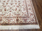 Vintage Pak Persian Area Rug 4x6 - 5x7, Wool w/ Silk Highlights Hand-Knotted, Ivory Allover Floral Pakistani Carpet, Foyer Room Entryway Rug - Jewel Rugs