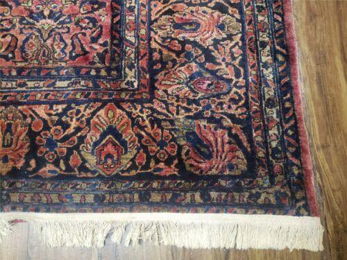 11' X 13' Antique Handmade Sarouk Floral Wool Rug Red Organic Nice - Jewel Rugs