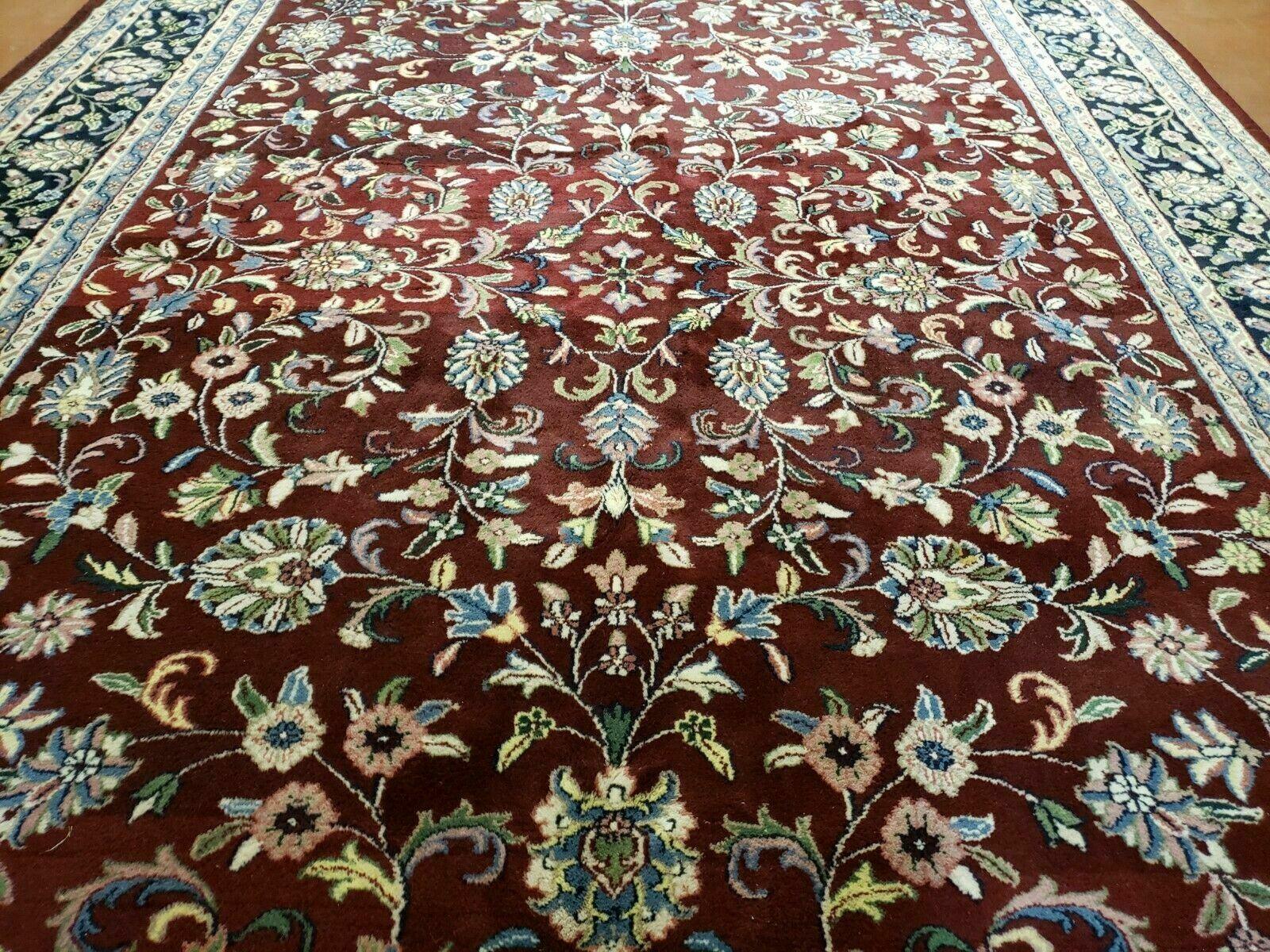 8' X 10' Handmade India Agra Larastan Wool Rug Floral Hand Knotted Red Beauty - Jewel Rugs