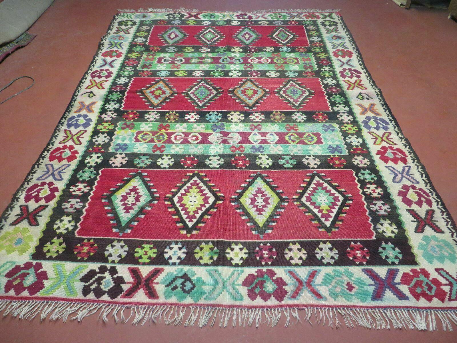 7' X 9' Vintage Turkish Kilim Handmade Flat Weave Wool Rug Veg Dye Nice - Jewel Rugs