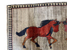 4 X 7 Handmade Hand-Knotted Quality Wool Rug Pictorial Horses Veggie Dyes Tribal - Jewel Rugs