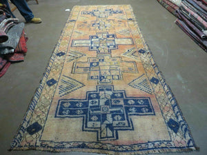 4' X 11' Antique Handmade Turkish Geometric Oriental Wool Corridor Rug Nice - Jewel Rugs