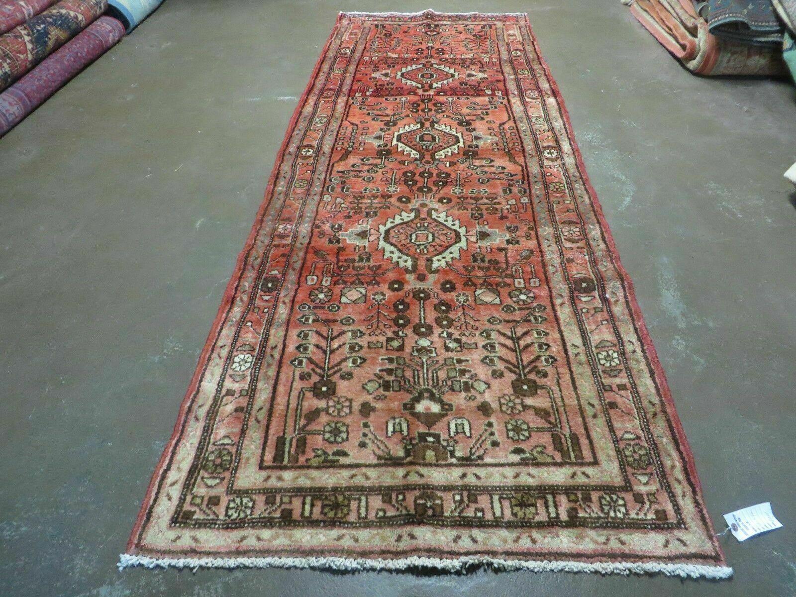 3' 5" X 10' Antique Handmade India Floral Oriental Wool Runner Rug Nice # 103 - Jewel Rugs