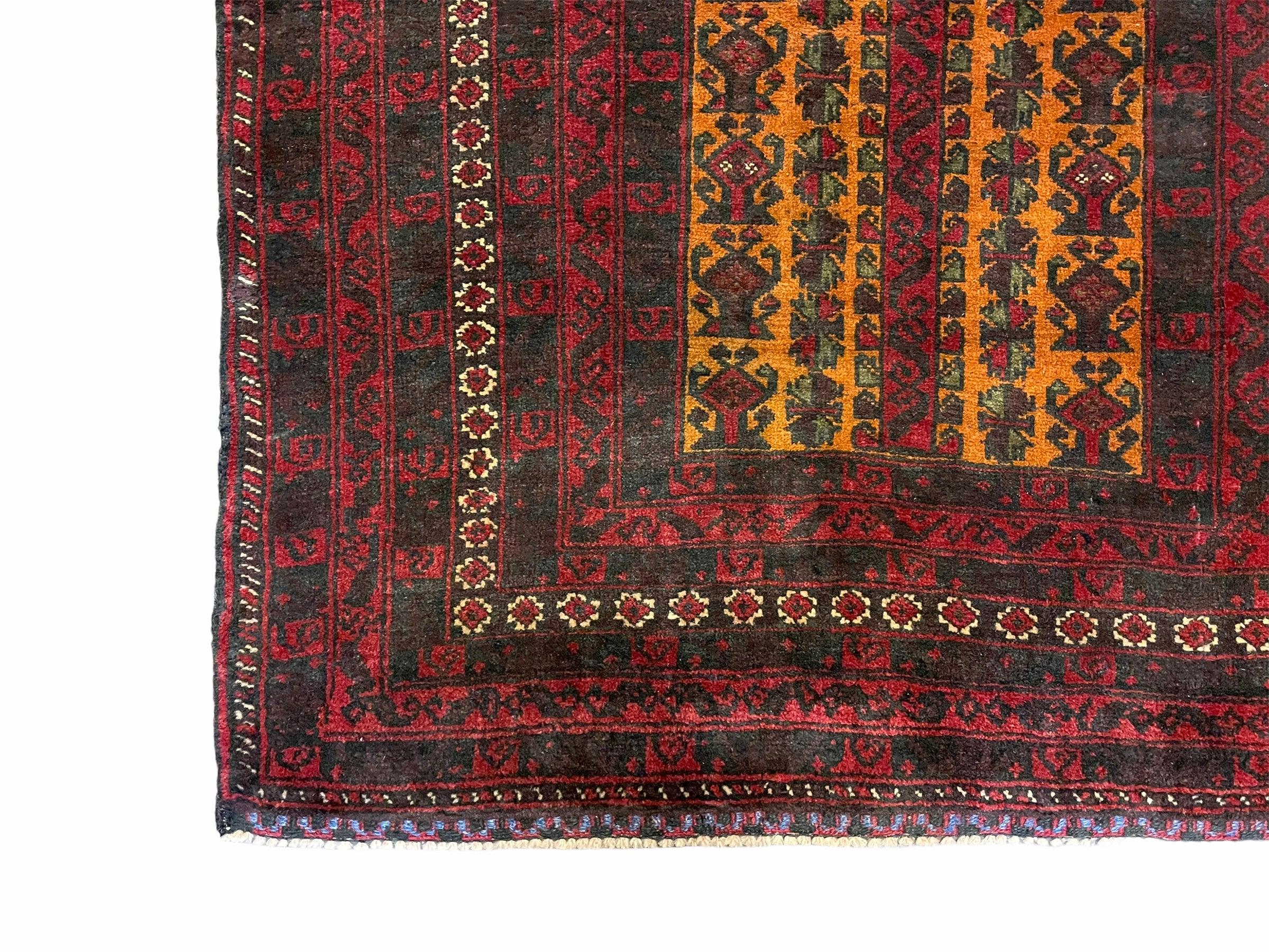 3x5 New Vintage Handmade Tribal Balouch Wool Rug Afghan Prayer Rug Orange Red - Jewel Rugs