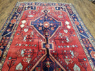 Antique Persian Zanjan Nahavand Heriz Rug, Red & Blue, Hand-Knotted, 5' x 9' 7" - Jewel Rugs