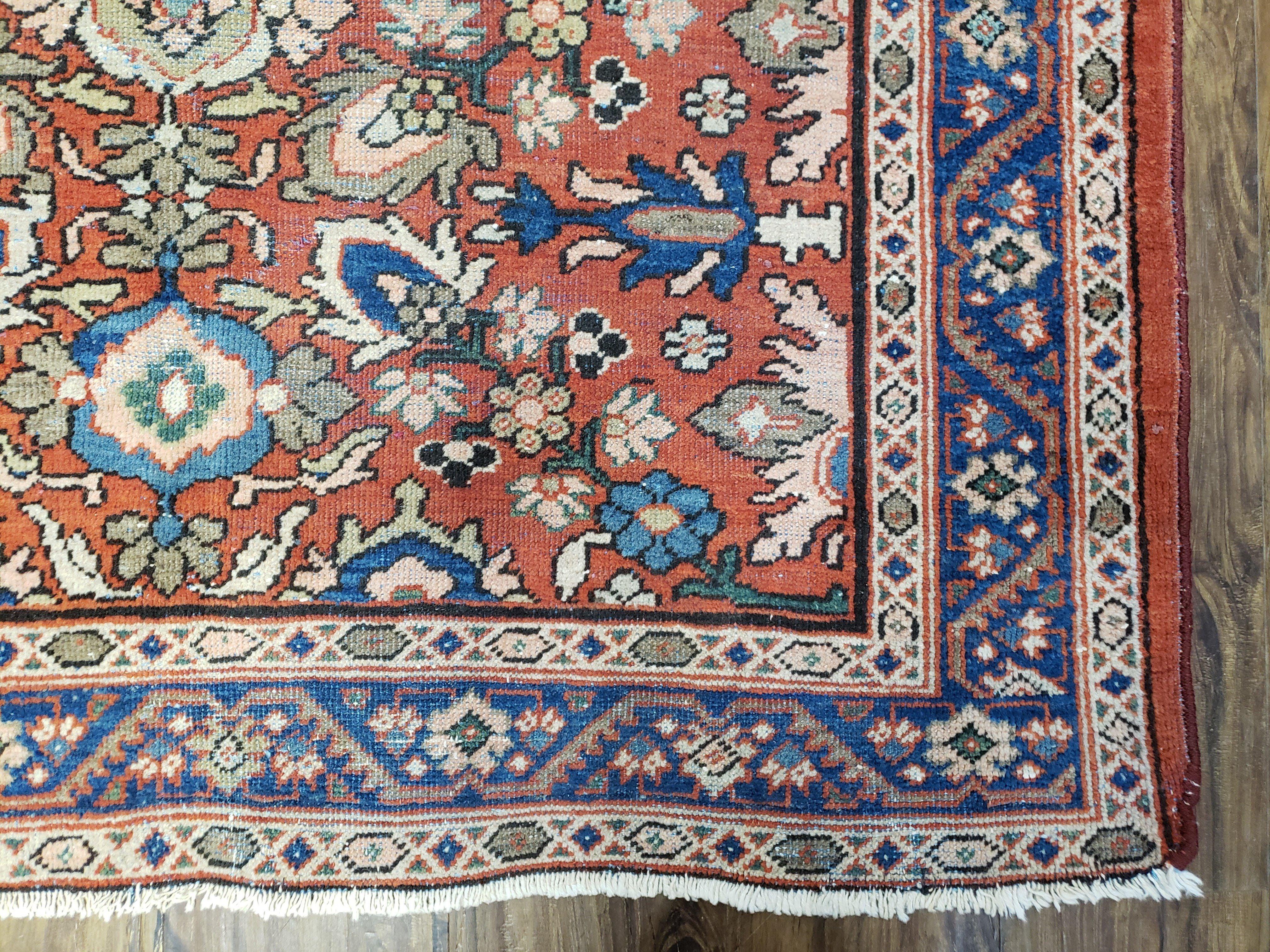 Antique Persian Karajeh Rug, Red & Blue, Hand-Knotted, Wool, 4' 6" x 6' 5" - Jewel Rugs