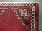 4' X 6' Antique Handmade India Geometric Oriental Wool Rug Red Vegetable Dyes - Jewel Rugs