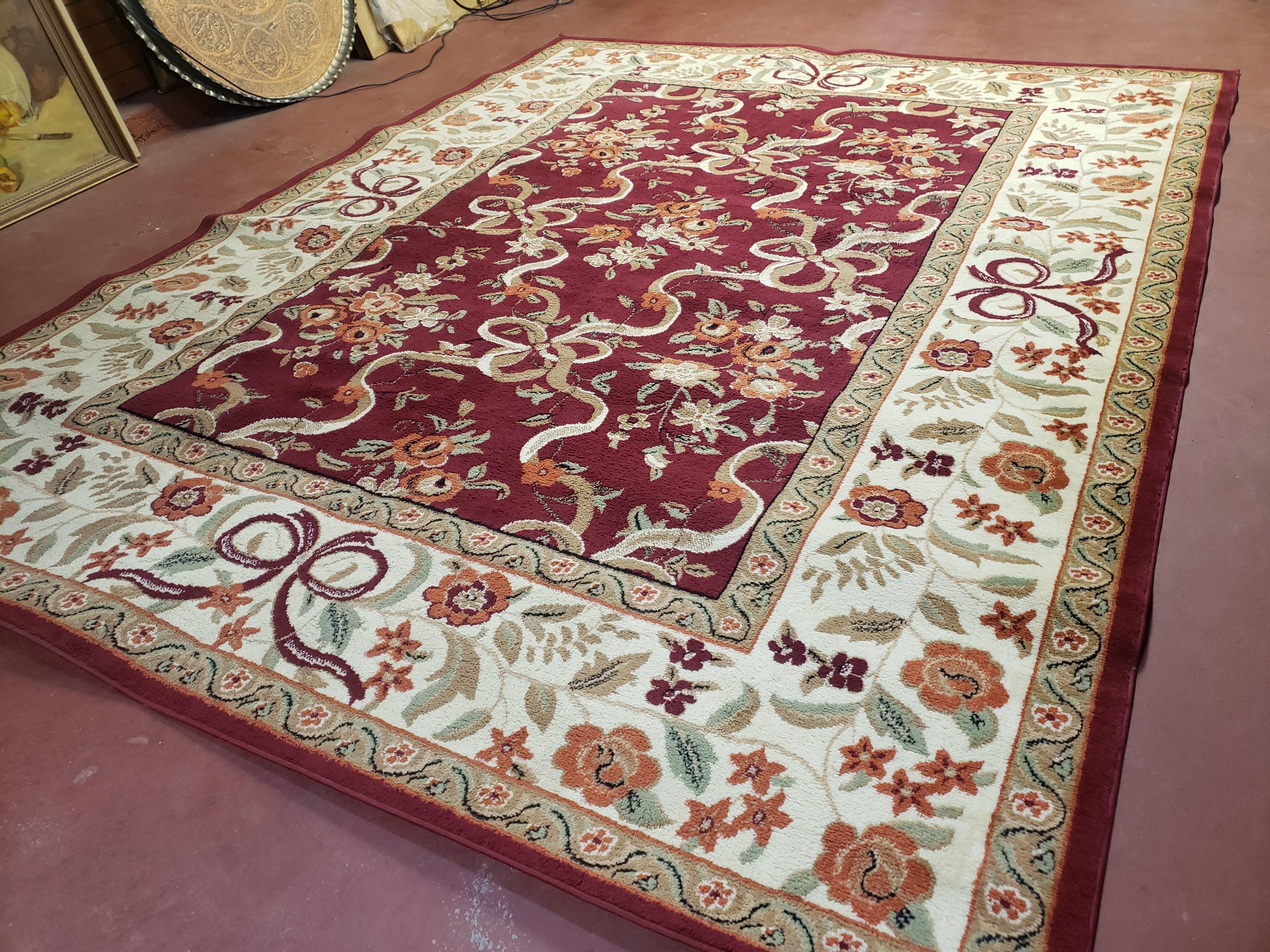 8x10 Turkish Power-Loomed Rug World Rug Gallery Oriental Carpet Red/Burgundy & Beige Nova Collection Floral Pattern Nice - Jewel Rugs