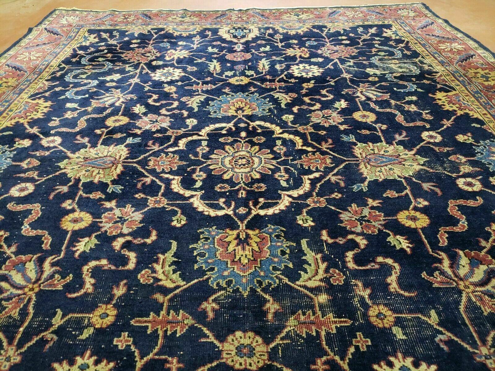 9' X 11' Antique Handmade Turkish Sparta Wool Area Rug Floral Nice Organic Dyes - Jewel Rugs