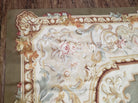 9' X 12' Handmade Aubusson Weave Needllepoint Flat Pile Wool Rug Beige Olive - Jewel Rugs