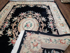 6' x 9' Vintage Black Chinese Art Deco Carving Wool Rug 90 Line - Jewel Rugs