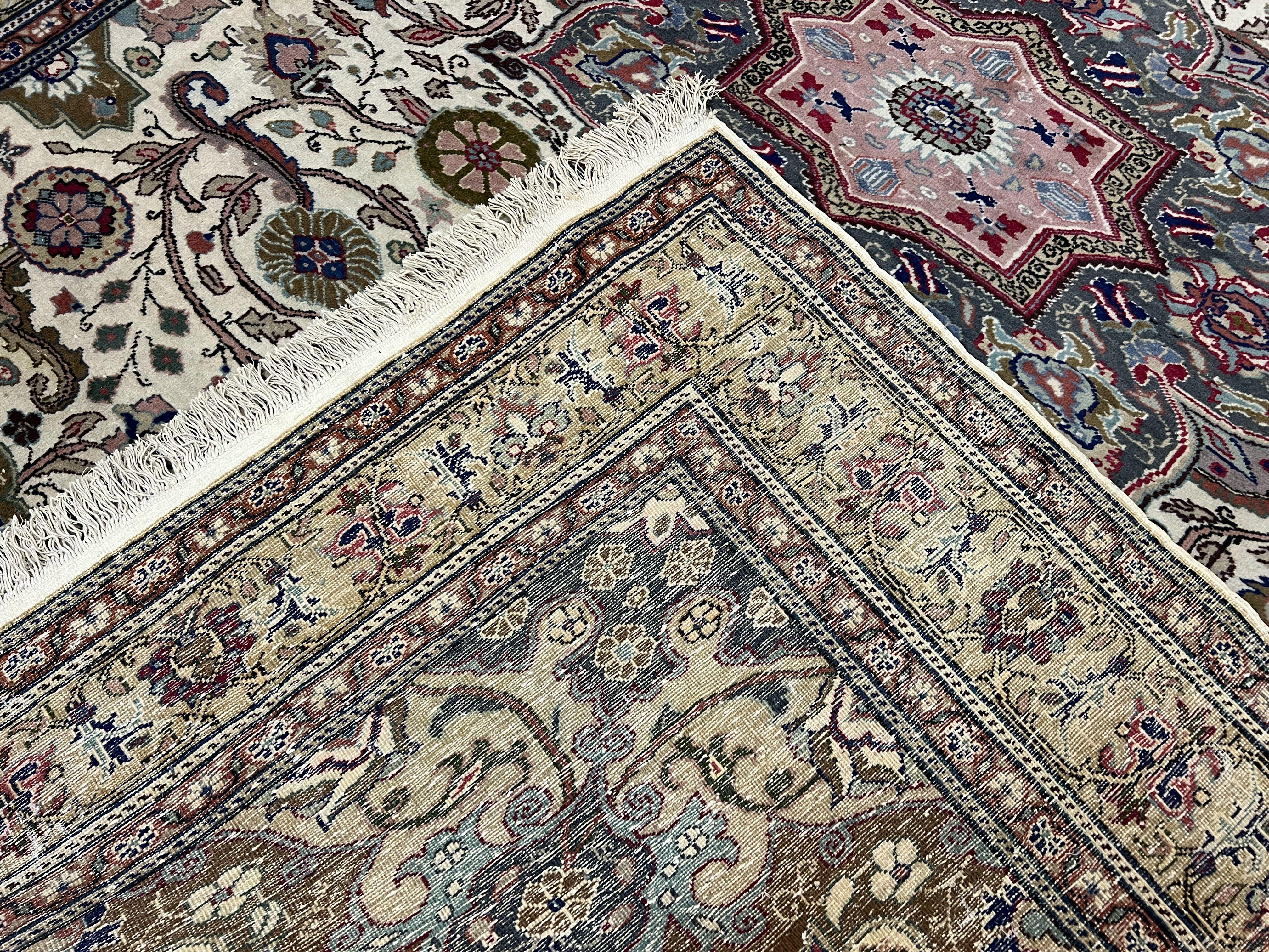 Turkish Sivas Rug 7x9, Vintage Wool Hand-Knotted Carpet, Ivory Cream Purple Tan, Floral Medallion Rug, Fine Oriental Carpet, Medium Size Rug - Jewel Rugs