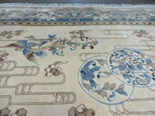 6' X 9' Vintage Hand Made Chinese Silk Rug PHOENIX Birds Flower Nice Beige/Ivory - Jewel Rugs