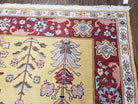 Vintage Indian Soumak Area Rug 9x12, Wool Hand-Woven Yellow Red Large Boho Carpet, Indian Bohemian Style Rug, 9 x 12 Rug - Jewel Rugs